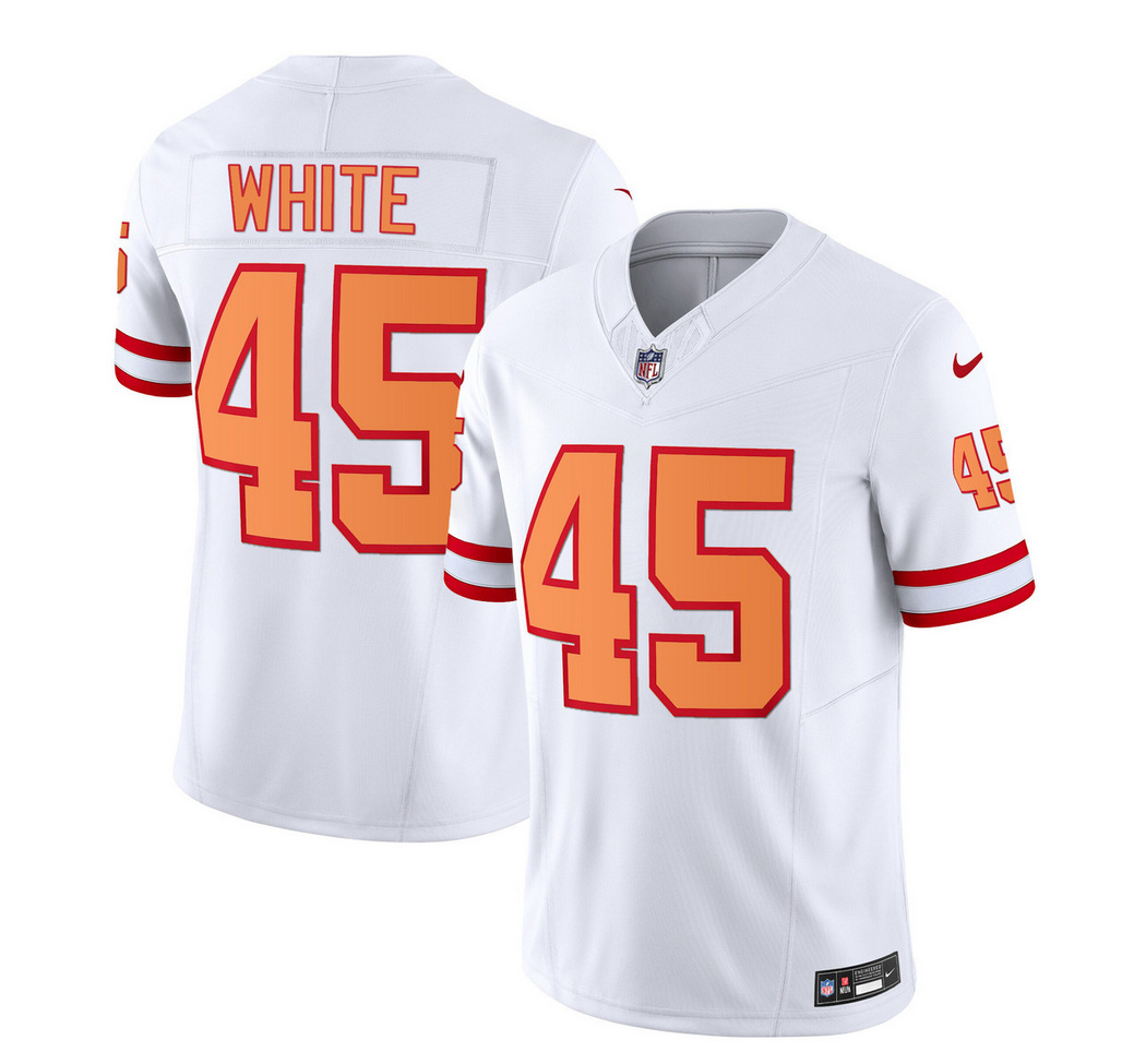 Men's Tampa Bay Buccaneers #45 Devin White Throwback Limited Football Stitched Jersey - Click Image to Close